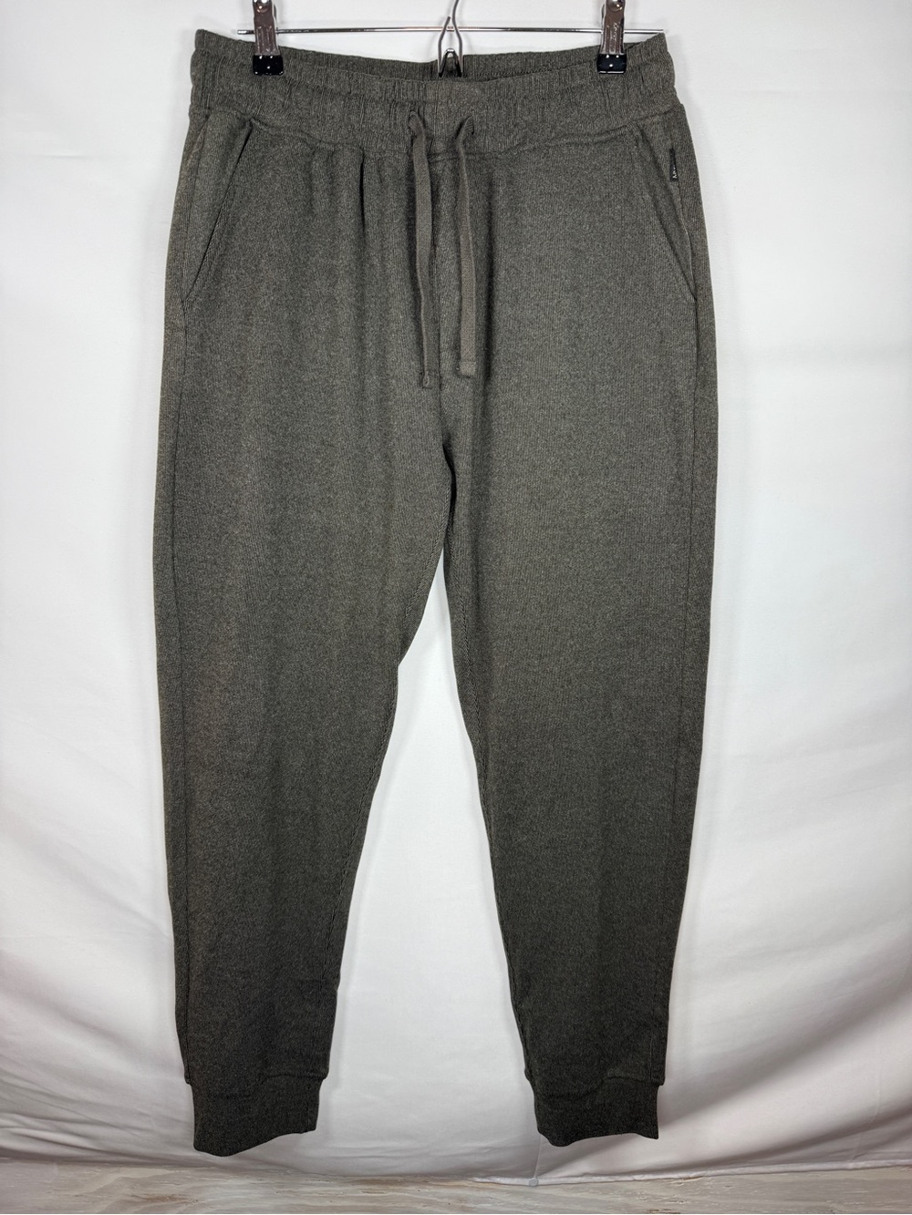JACHS New York Mens S Brown Ribbed Knit Fleece Joggers Sweatpants Drawstring